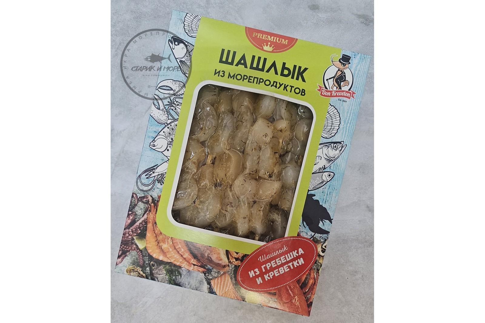 Шашлык из гребешка и креветки 300гр